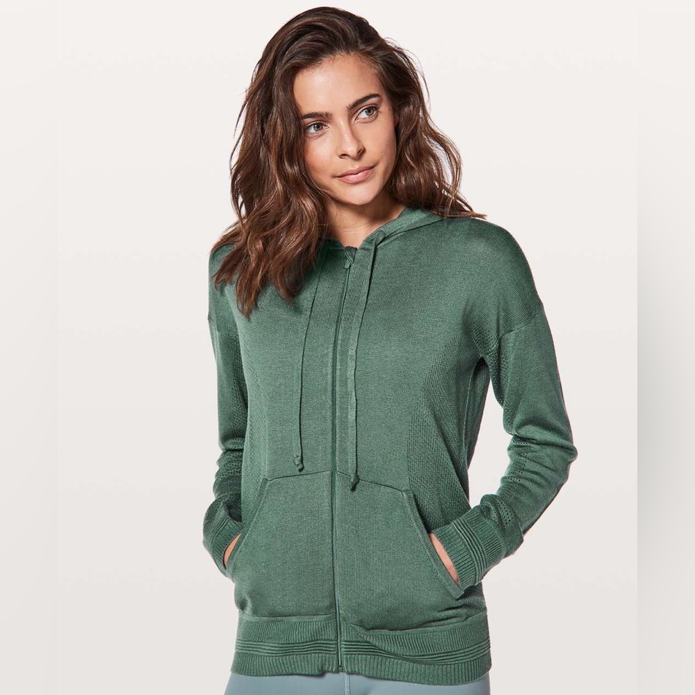 💚 Lululemon Wake Up And Go Zip Up Sweater - Graphite Green *possibly* Size 12 💚
